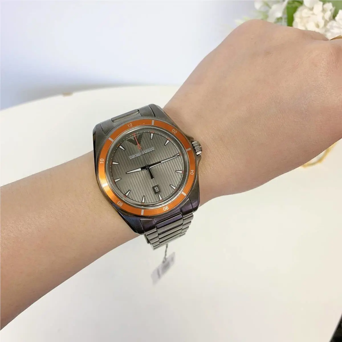 Emporio Armani AR11178 Men`s Gray Round Dial Stainless Steel Analog Quartz Watch
