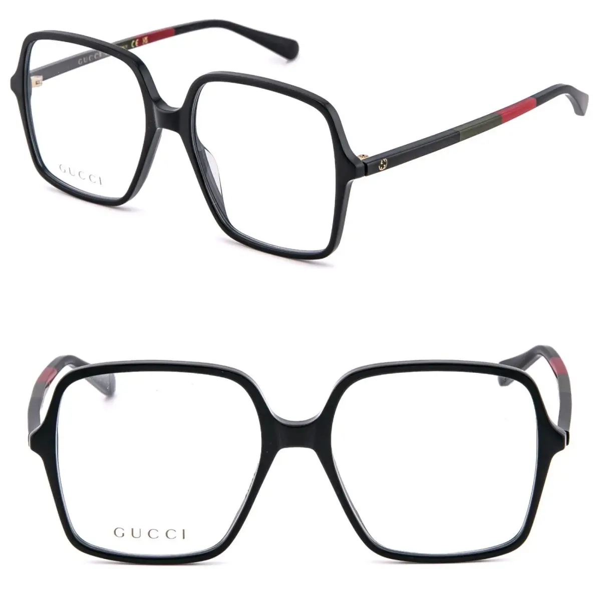 Gucci 1003 Gg1003O Black Stripe Geometric Eyeglasses Optical Frame 008