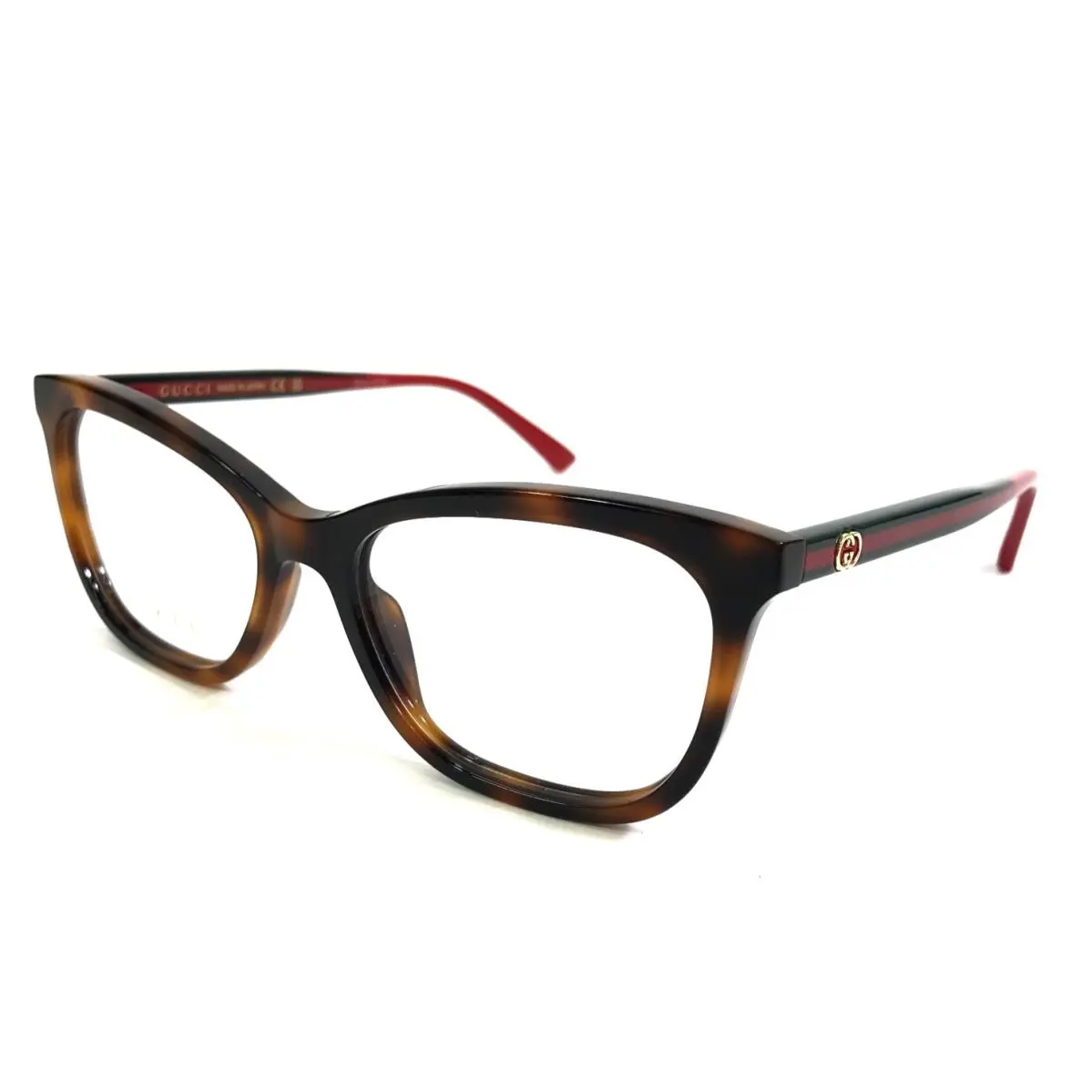Gucci Eyeglasses Frames GG2117O 002 Havana Red Green Cat Eye Full Rim 54-17-145
