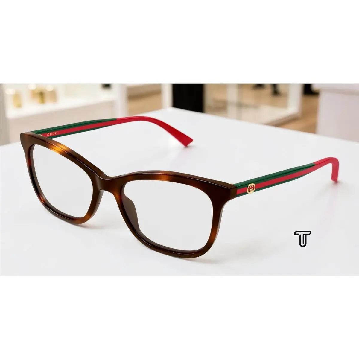 Gucci GG2117O 002 Cat Eye Havana Green Demo Lens 54 mm Women`s Eyeglasses
