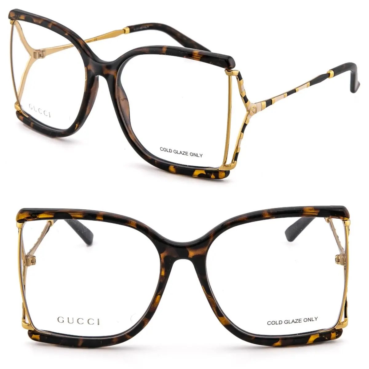 GG0592O 0592 Brown Gold Snake Stripe Retro Eyeglasses 60mm 002 Optical by Gucci