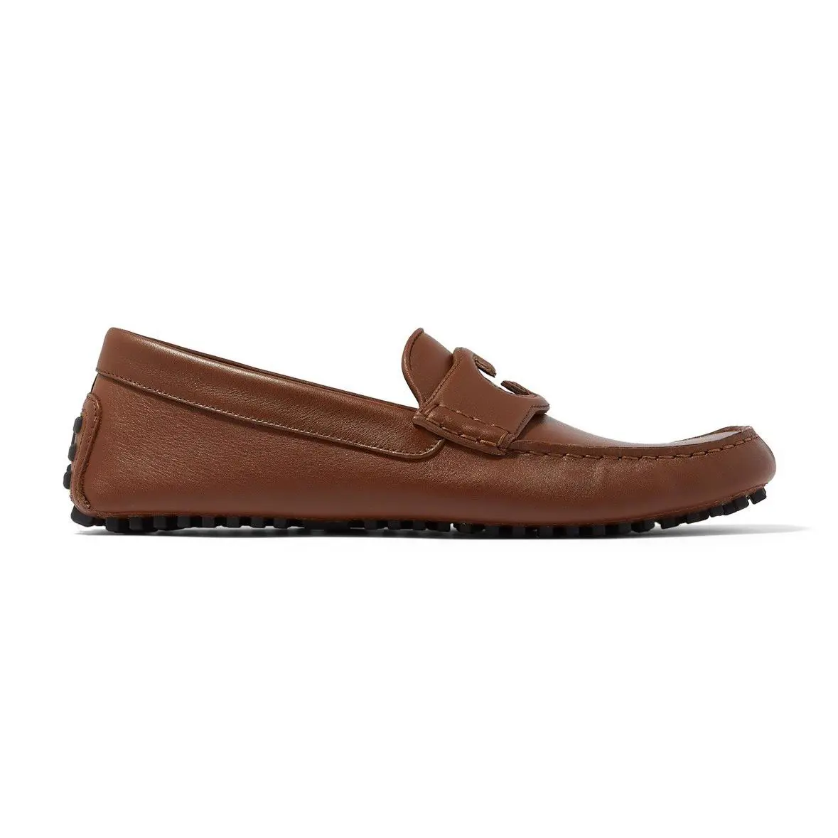 Gucci Brown Leather Loafers GG Interlocking US 13.5 /eur 46.5