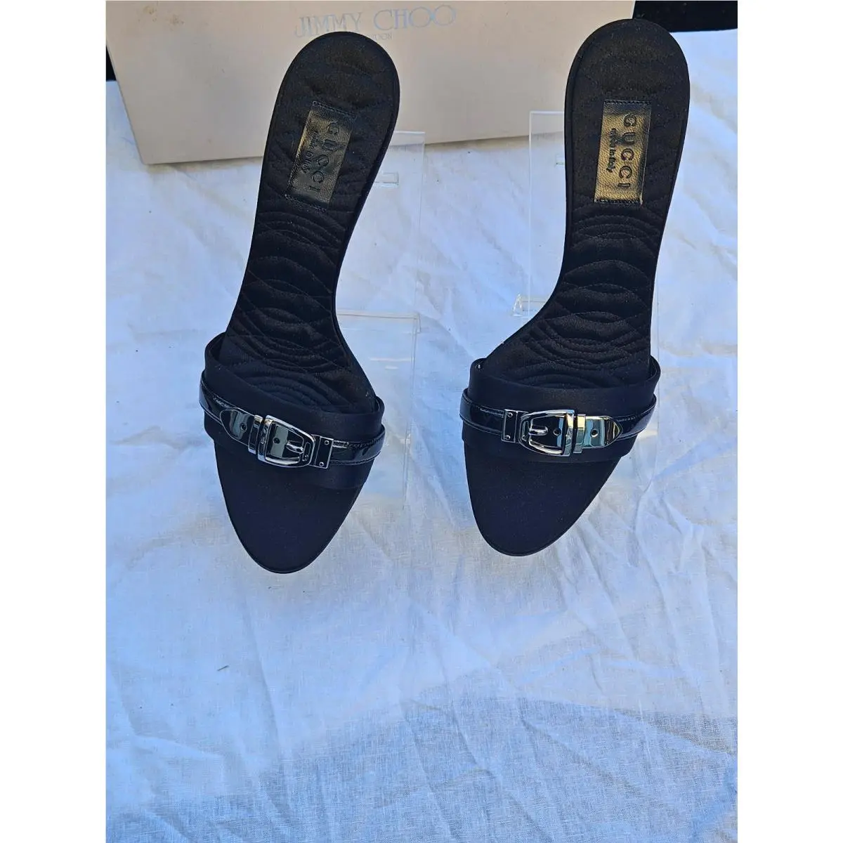 NU  Black Shoes Slides 7B Diff Box by Gucci