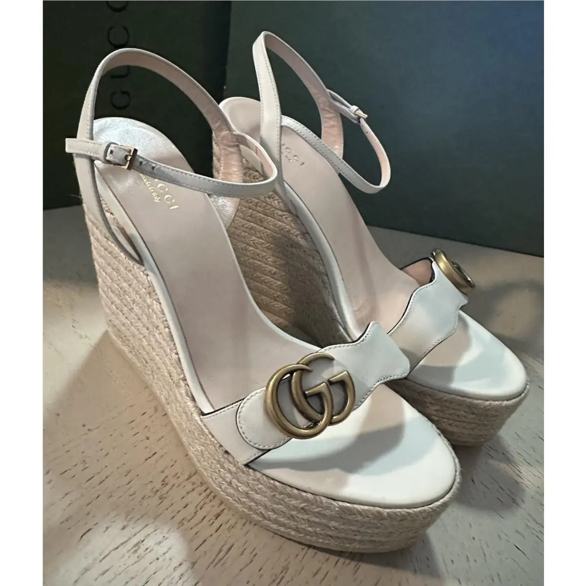 Women’s Leather Sandal Shoes Mystic White 11.5 US/41.5 Eu 646386 by Gucci