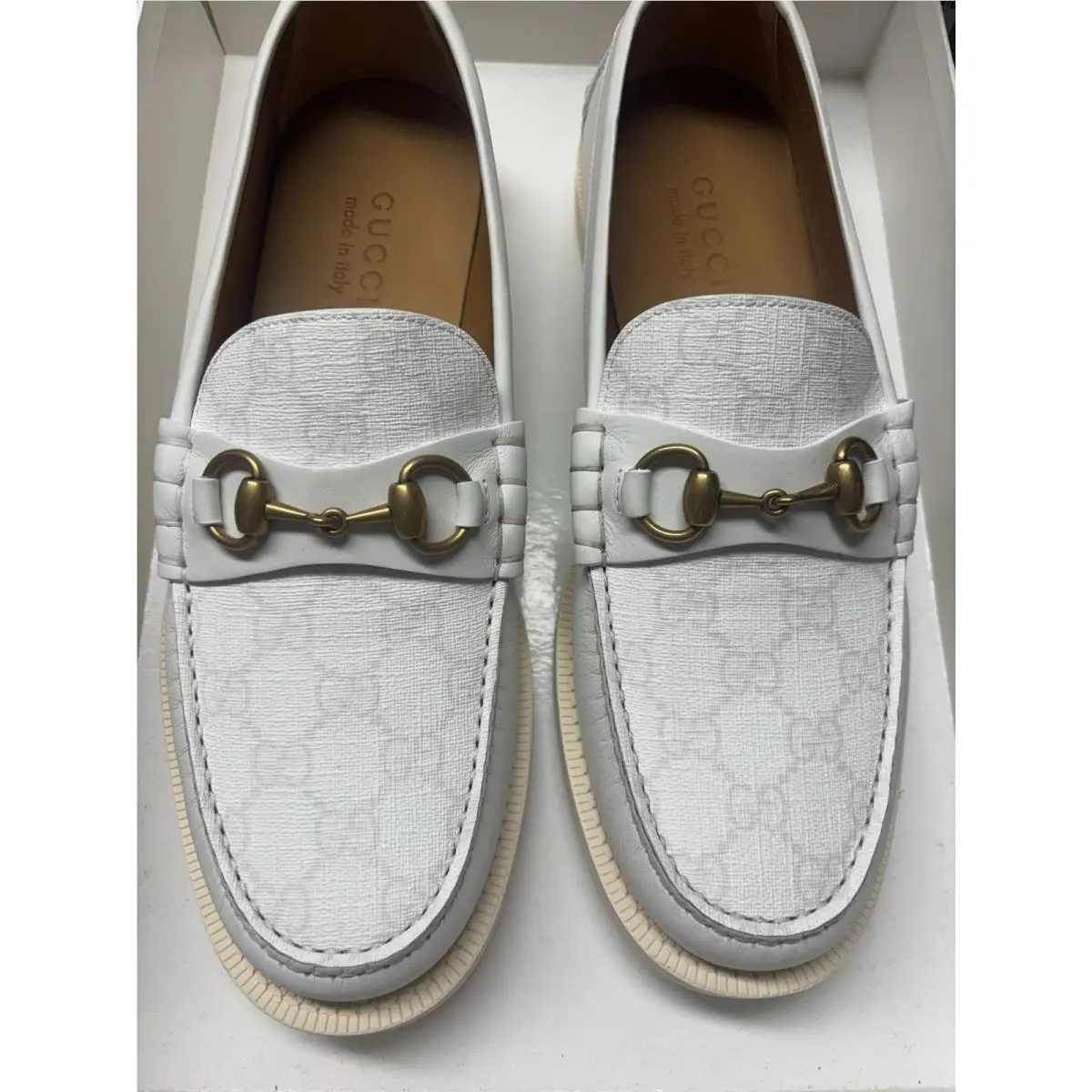 Gucci Horsebit Leather GG Logo Loafers Mens US 8/EU 41
