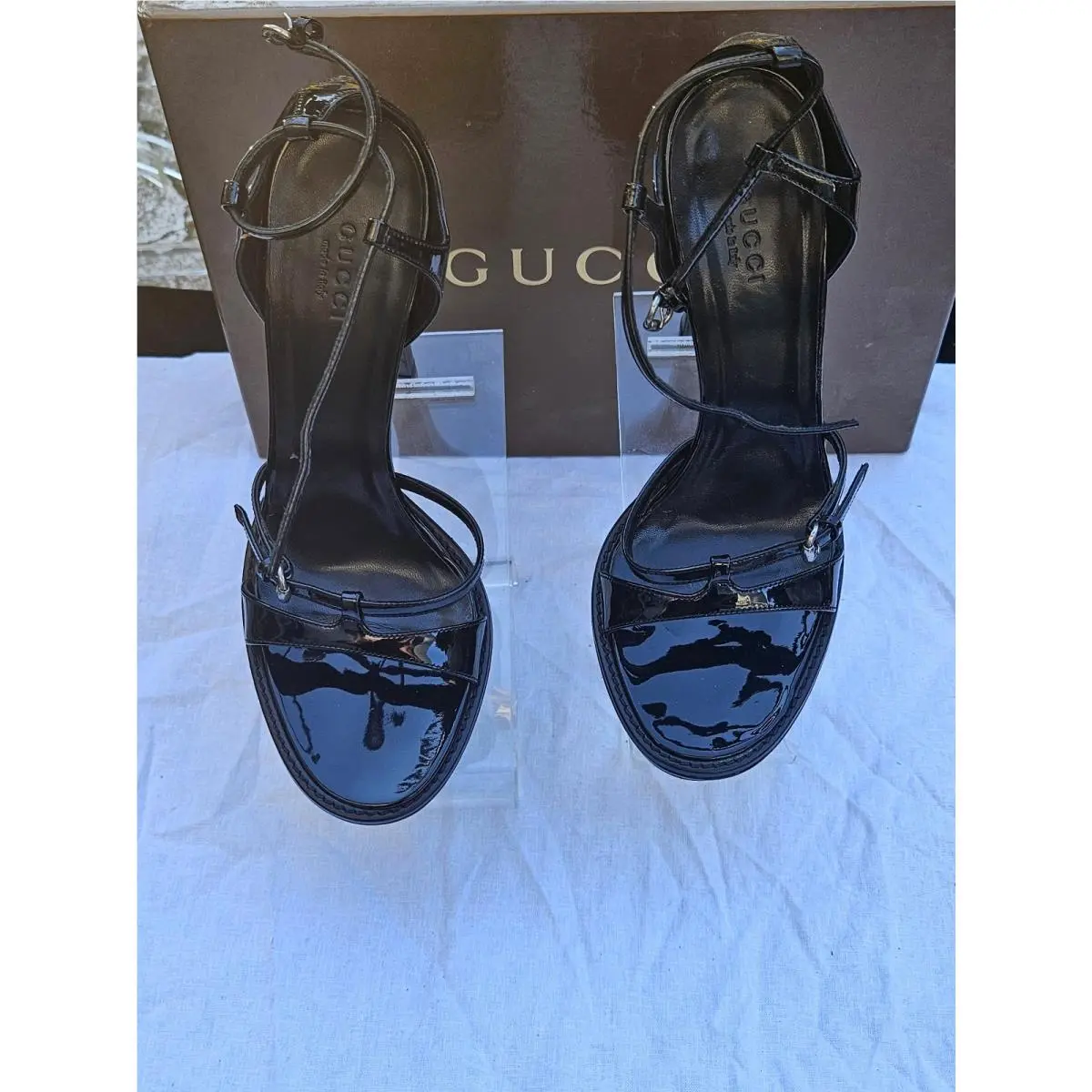 Black Platform Shoes Sandals 7B by Gucci