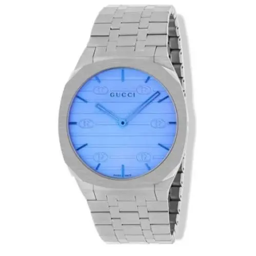 Gucci 25H YA163408 38mm Quartz Watch – Dark Blue Dial Stainless Steel Bracelet