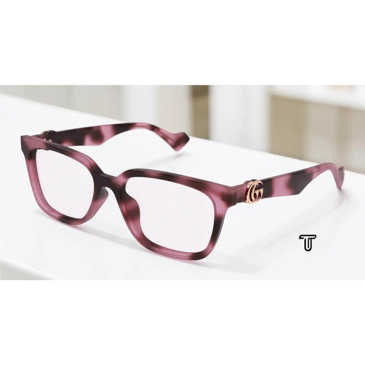 Gucci GG1537OK 004 Rectangular Squared Pink Demo Lens 55 mm Women`s Eyeglasses - Frame: Pink