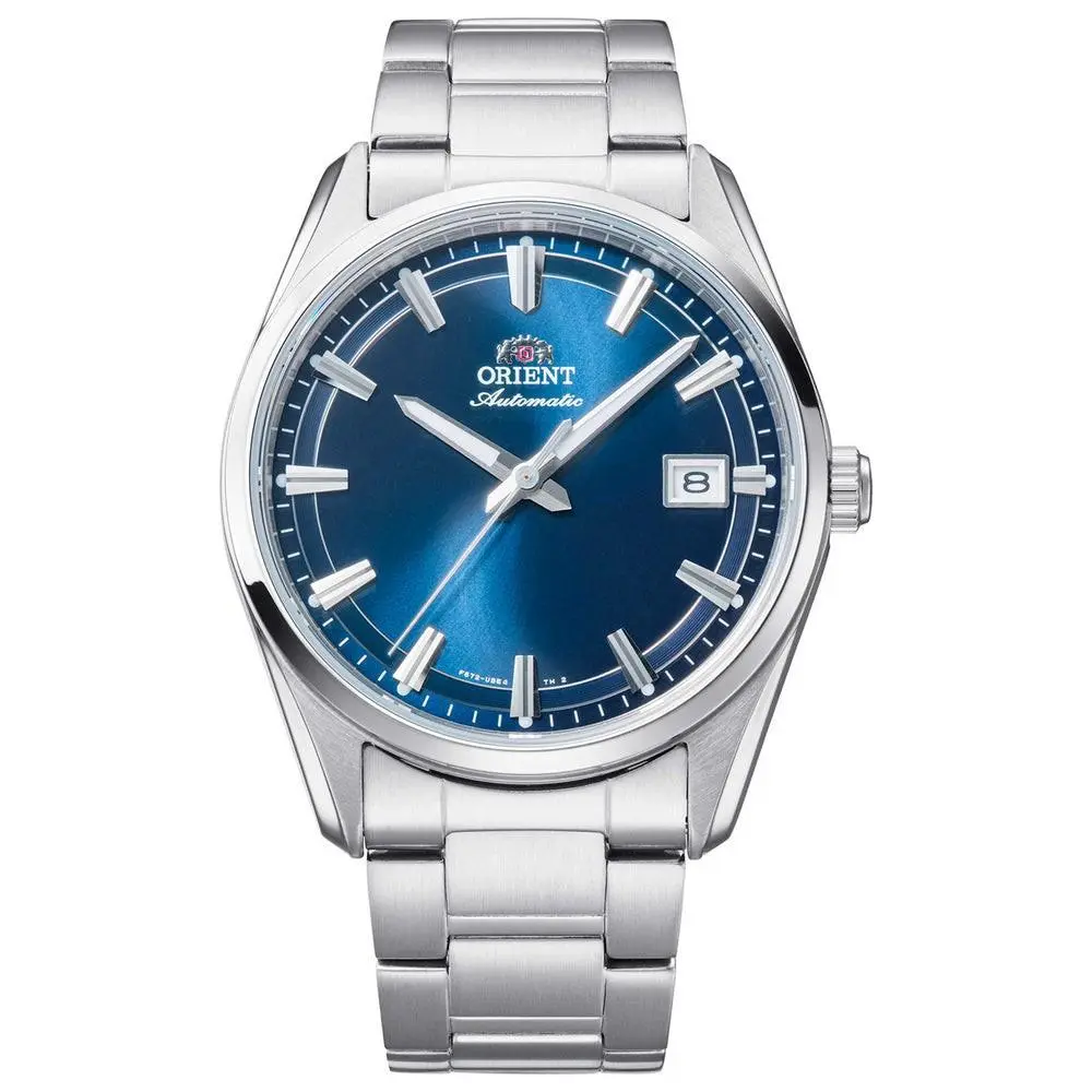 Orient Men`s Stretto Date Blue Dial Automatic 38mm Watch RA-AC0R02L - Dial: Blue, Band: Silver-Tone, Bezel: Silver-Tone