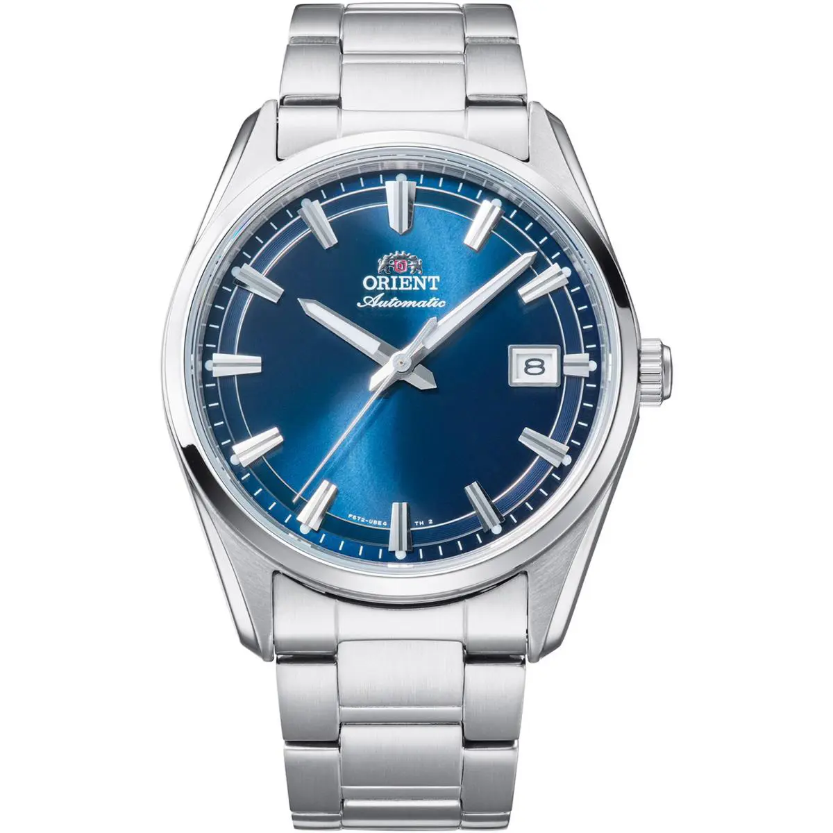 Orient Men`s Contemporary Stretto Date 38mm Automatic Watch RA-AC0R02L - Dial: Blue, Band: Silver Tone, Other Dial: Blue