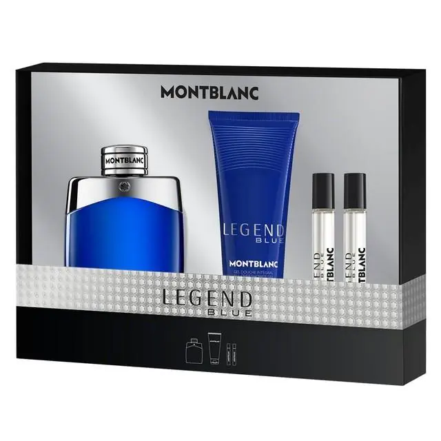 Montblanc Men`s Legend Blue 4pcs Edp Gift Set Fragrances 3386460154376