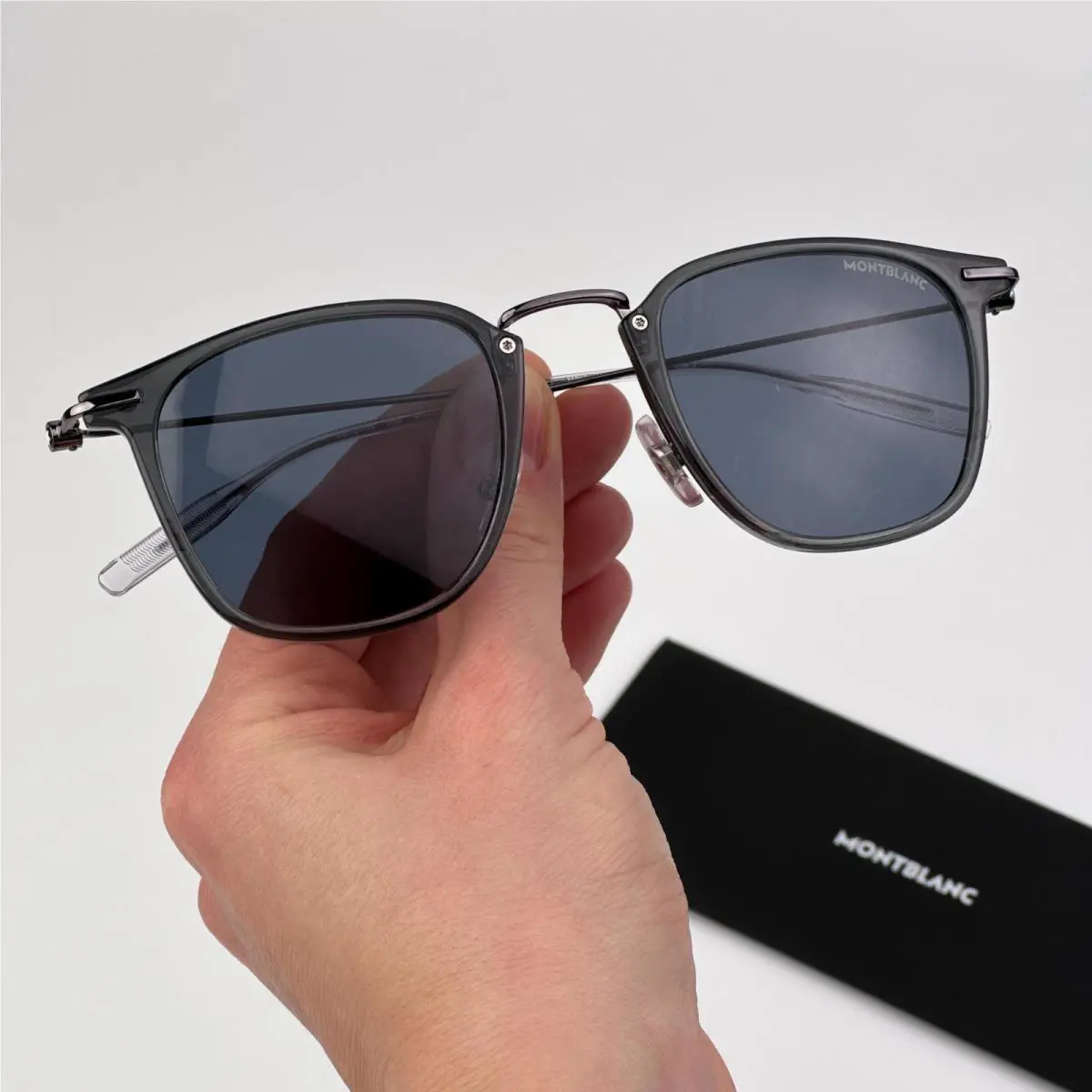 Montblanc Women Sunglasses Grey Ruthenium Blue Square MB0295S 003