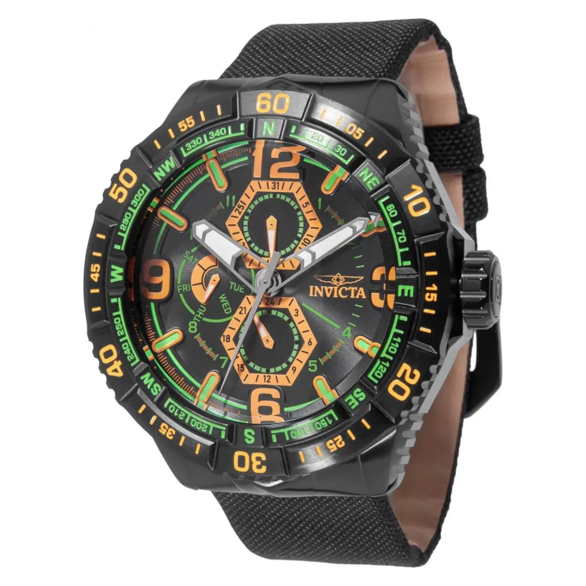 Watch Invicta INV49632 Coalition Forces Men 49.00 Stainless Steel - Dial: Green, orange, black, Band: Black