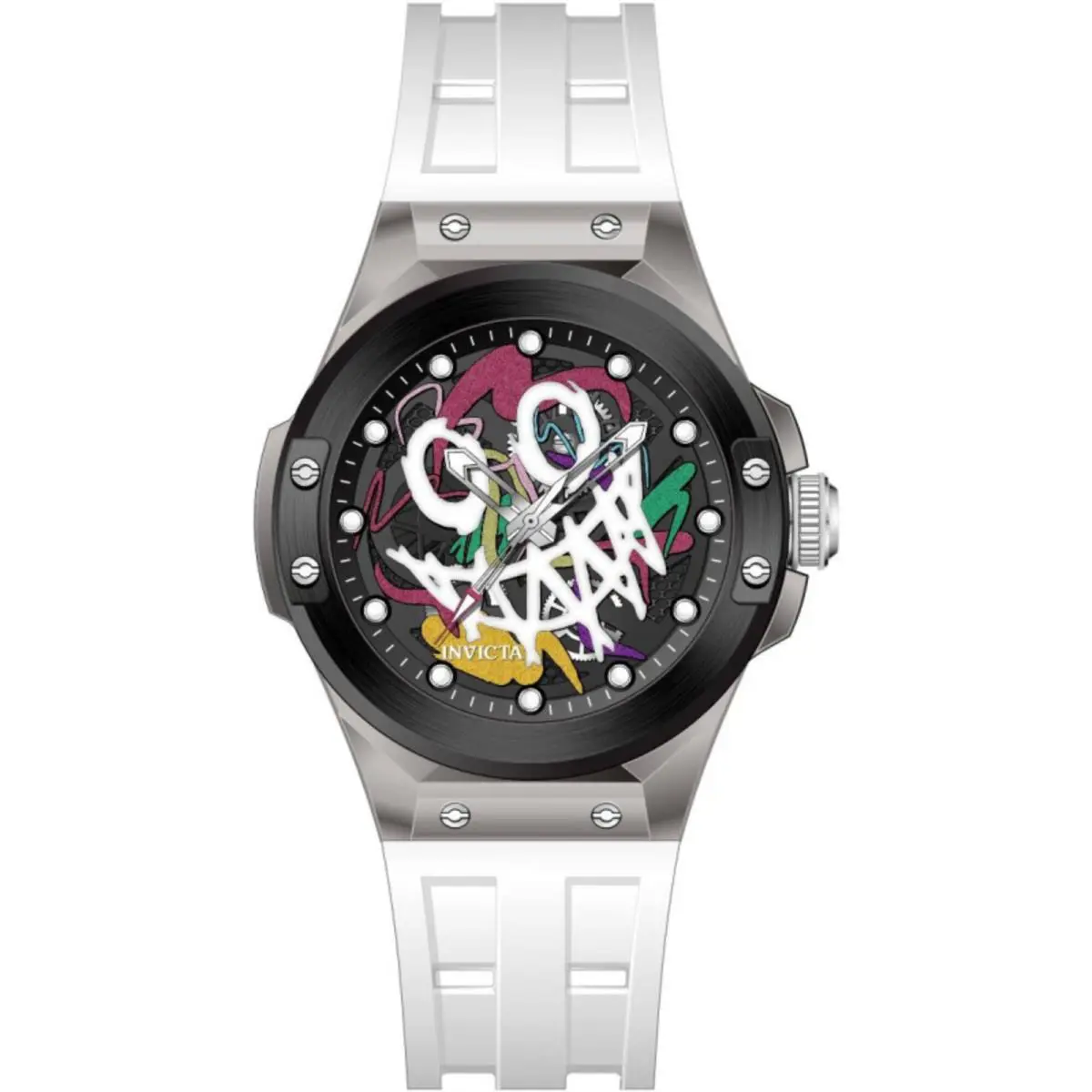 Invicta Men`s Watch Sea Base Rogue Iridescent and Black Dial White Strap 50004 - Dial: Iridescent, Black, Band: White
