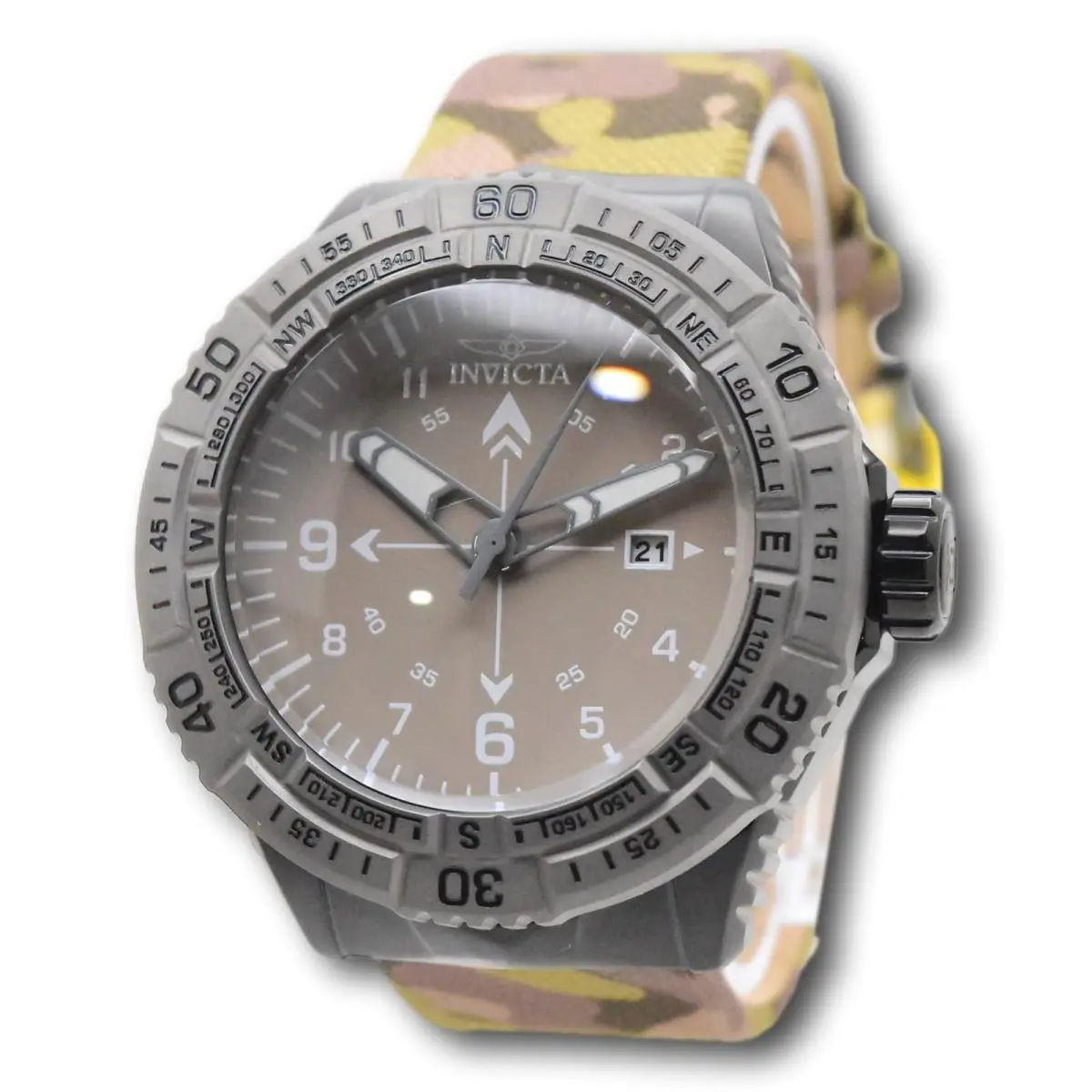 Invicta Coalition Forces Men`s Axis Ranger 49mm Brown Dial Quartz Watch 49512 - Dial: Brown, White, Tan, Band: Brown, Green, Multicolor, Olive green, Bezel: Black, Gray
