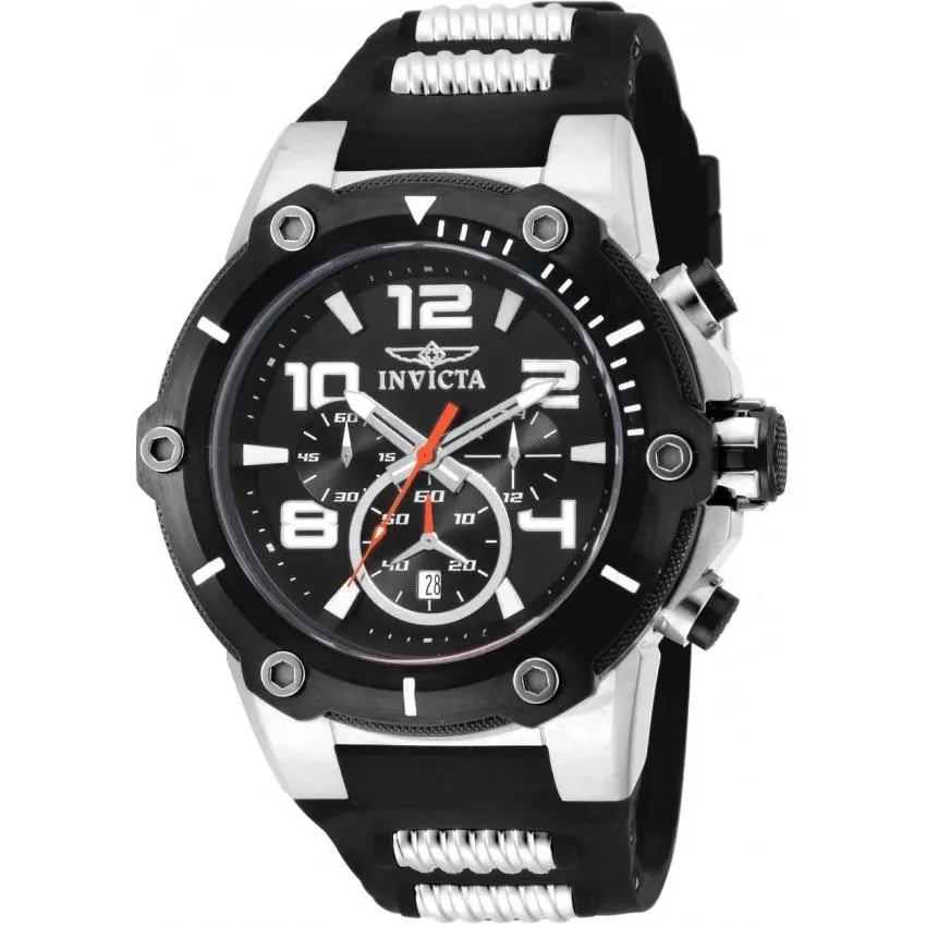 Invicta Speedway Chronograph Black Dial Black Polyurethane Men`s Watch 17202