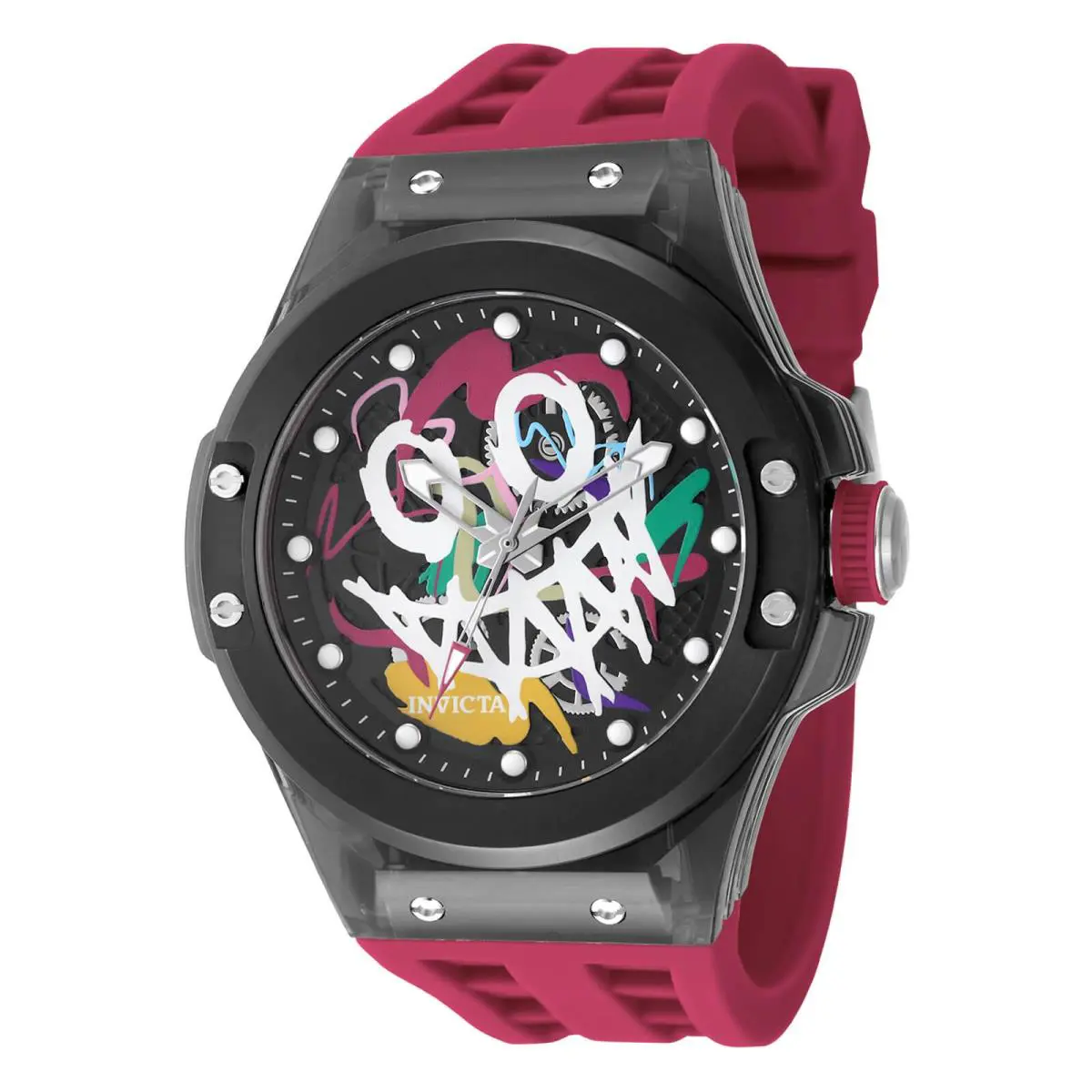 Invicta Men`s Watch Sea Base Rogue Iridescent and Black Dial Purple Strap 50007 - Dial: Iridescent, Black, Band: Purple