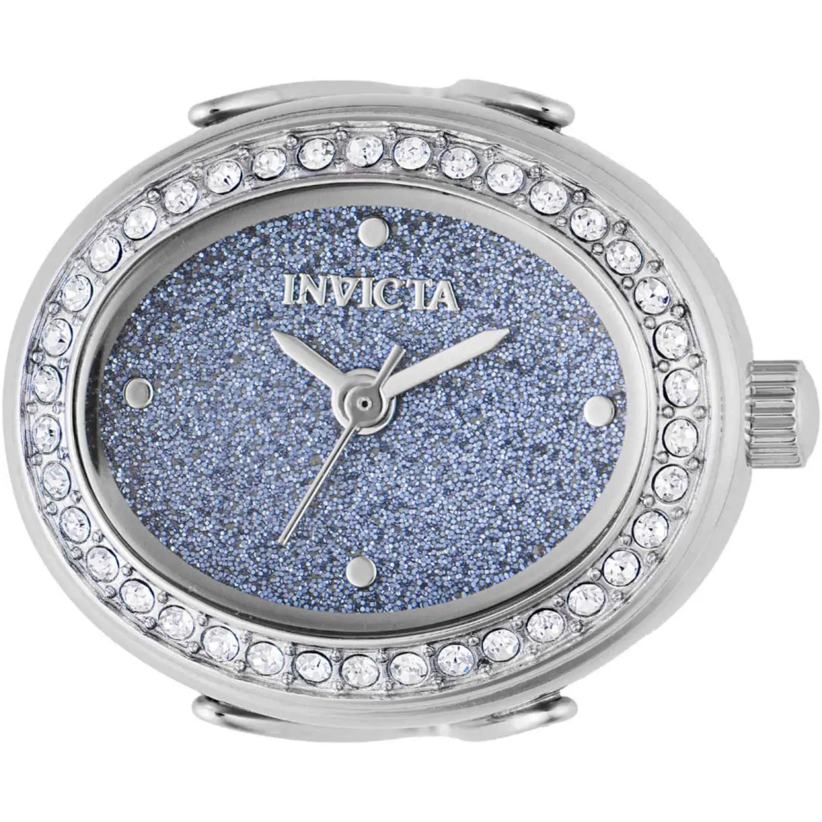 Invicta Women`s Ring Watch Mini Quartz Glitter Blue Dial Stainless Steel 49596 - Dial: Blue, Band: Silver
