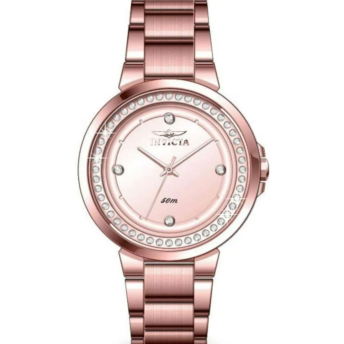 Invicta Women`s Watch Angel Rose Gold Dial Stainless Steel Bracelet Quartz 50167