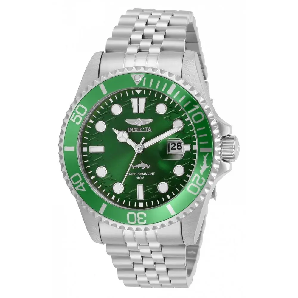 Invicta Men`s 30611 Pro Diver Quartz 3 Hand Green Dial Watch