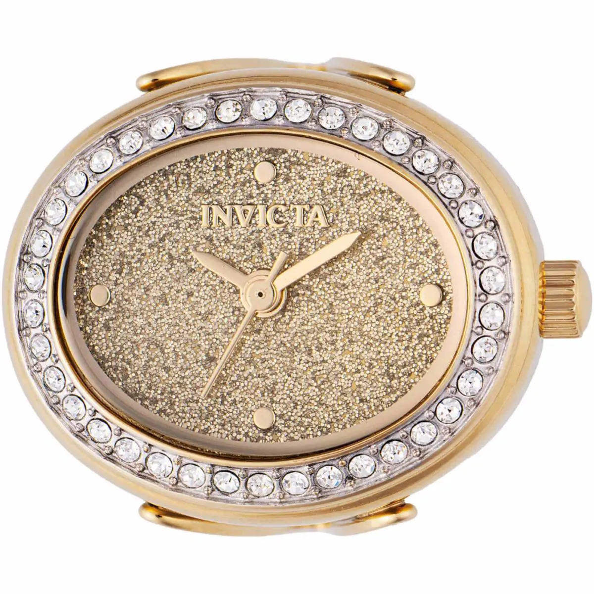 Invicta Women`s Ring Watch Mini Quartz Glitter Gold Tone Dial Steel 49598