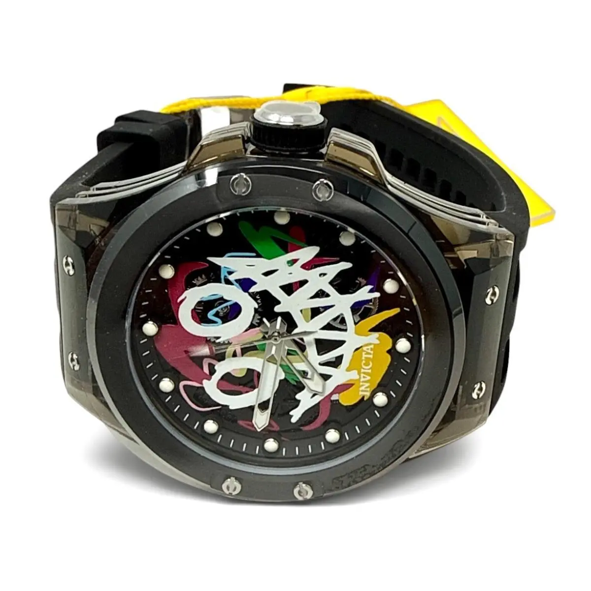 Invicta Men`s Watch Sea Base Rogue Transparent Case Black Silicone Strap