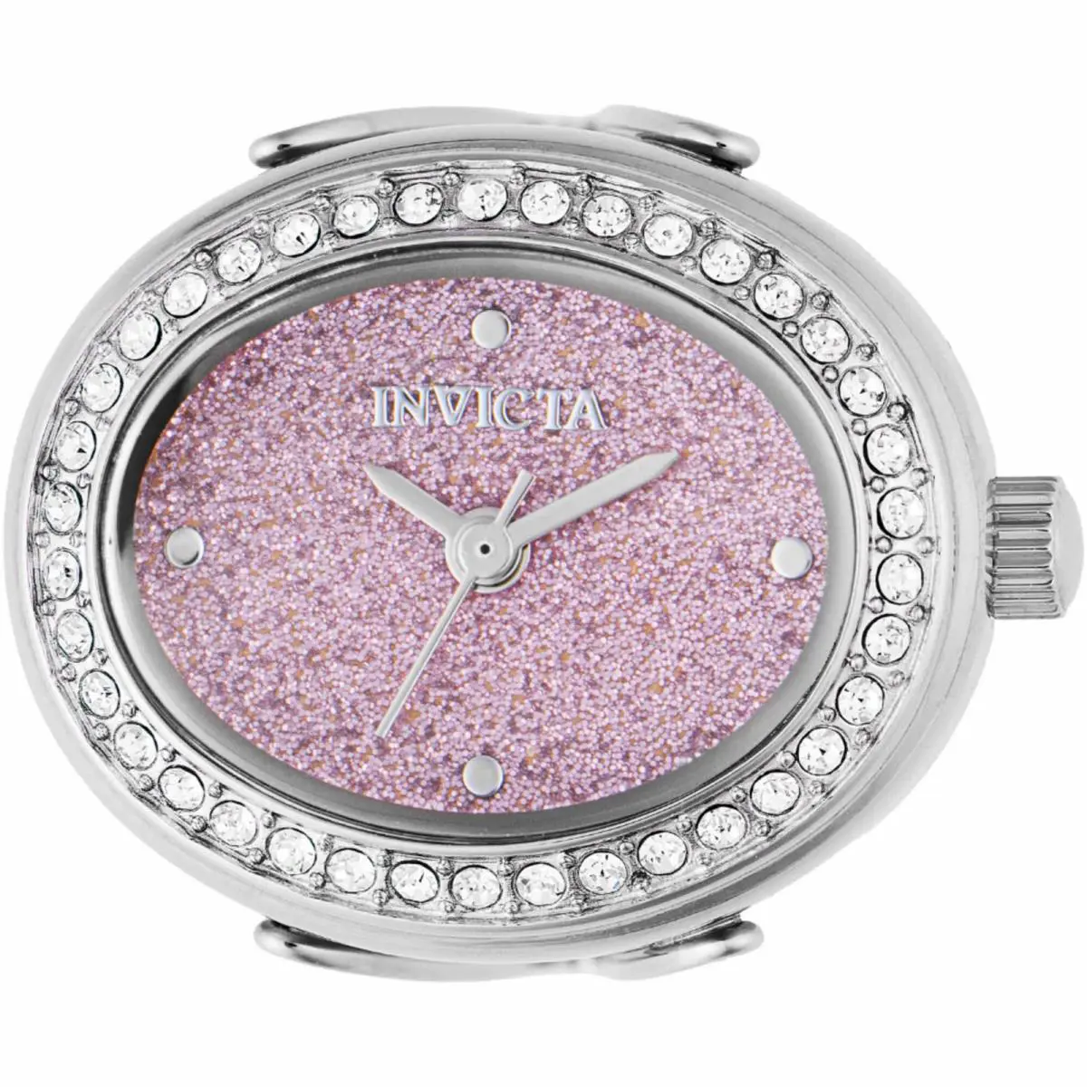 Invicta Women`s Ring Watch Mini Quartz Glitter Pink Dial Stainless Steel 49595