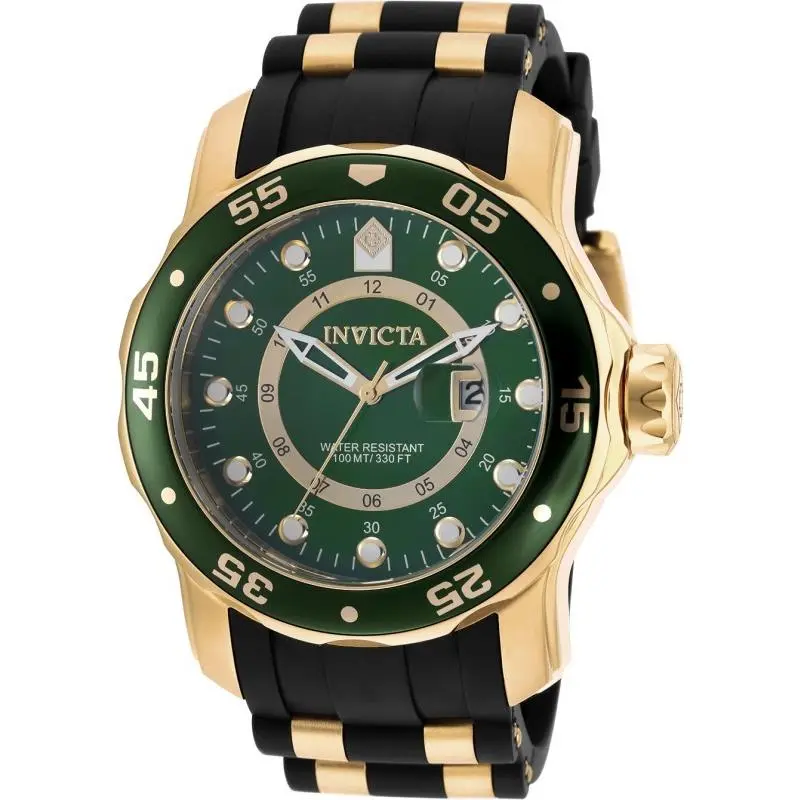 Invicta Pro Diver Scuba 48mm Green Gold Black Men`s Quartz Watch 6994