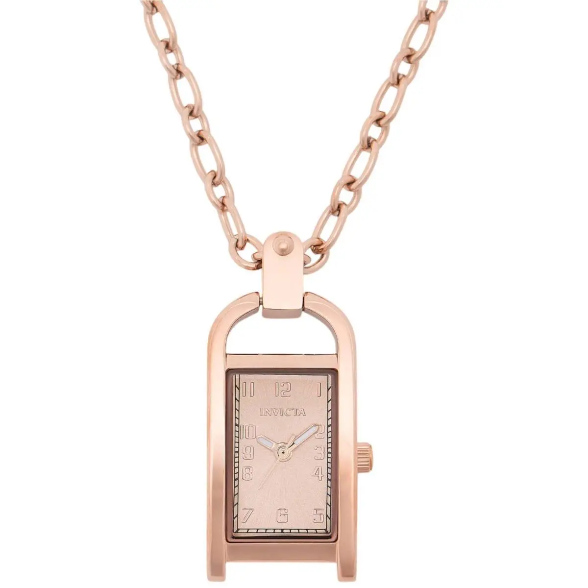 Women`s Necklace Watch Mini Angel Rose Gold Rectangular Pendant 49936 by Invicta