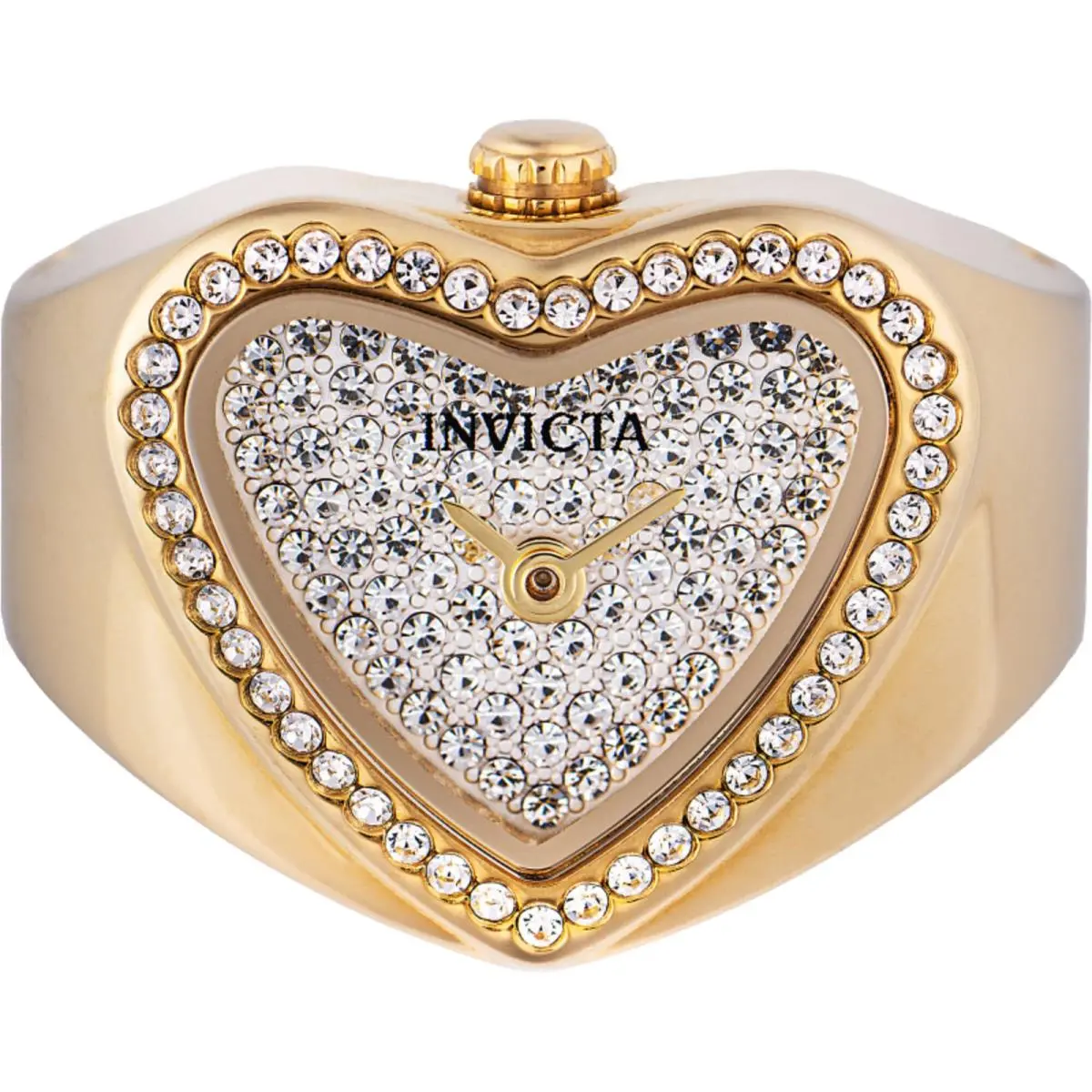 Women`s Mini Ring Watch Angel Crystal Pave Silver Dial Bracelet 49577 by Invicta