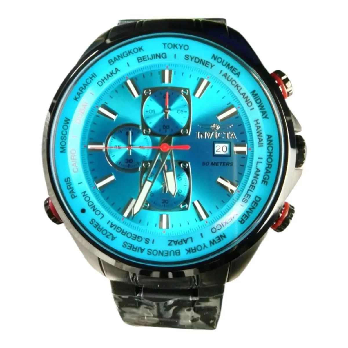 Invicta Men`s Watch Aviator Quartz Chronograph Blue Dial Bracelet 50498