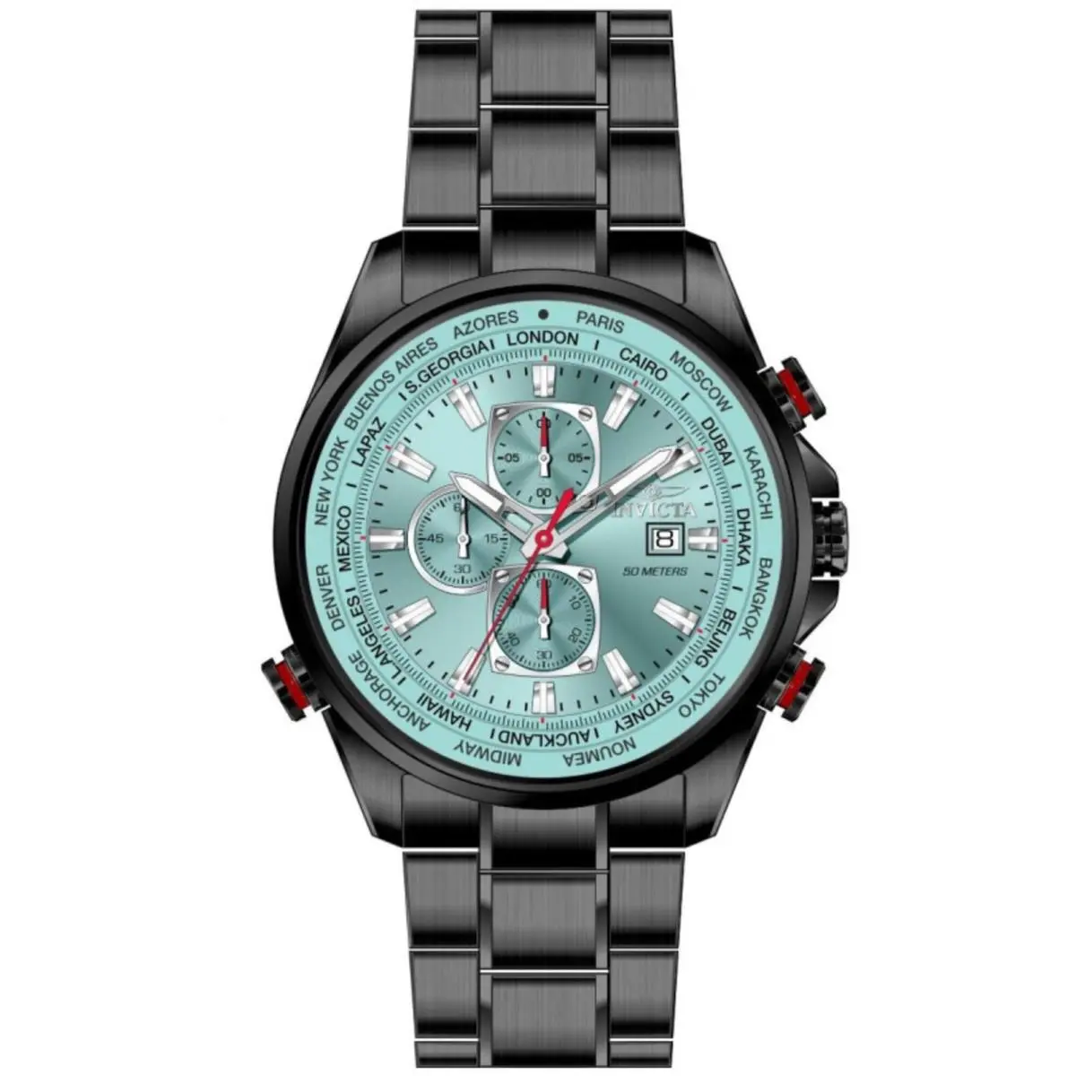 Invicta Men`s Watch Aviator Quartz Chronograph Blue Dial Bracelet 50498