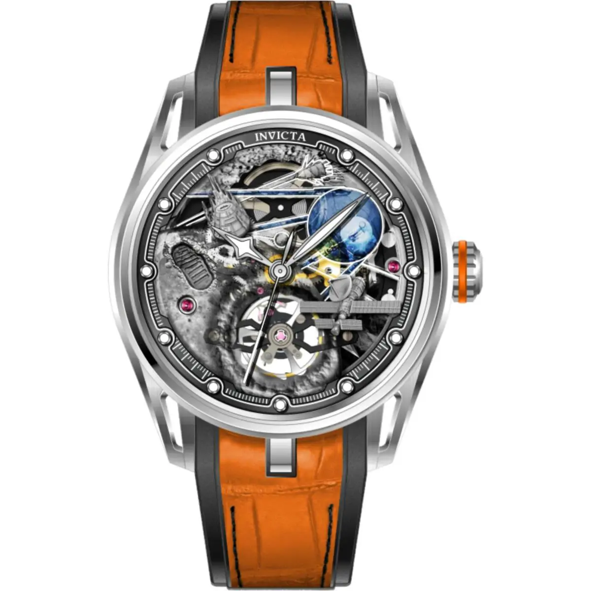 Invicta Celestial Mechanical Men`s Watch w/ Skeleton Dial - 45mm Orange 69529