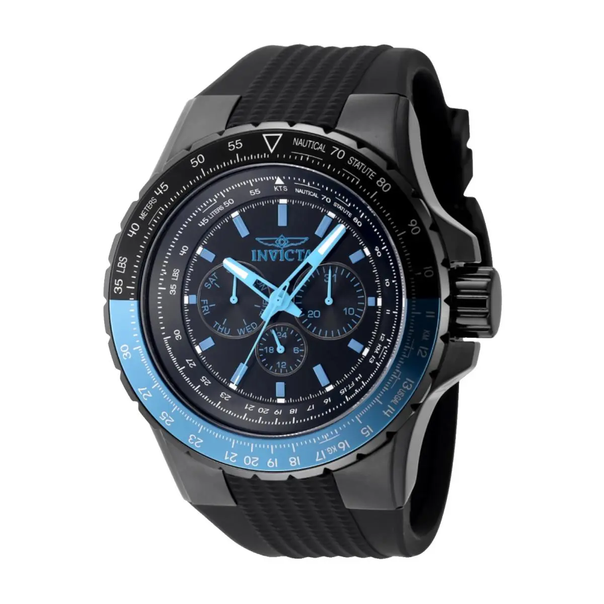 Invicta Aviator Skyshock Men`s Watch 39298 - 50mm Black Rubber Band - Dial: Black, Band: Black, Bezel: Black