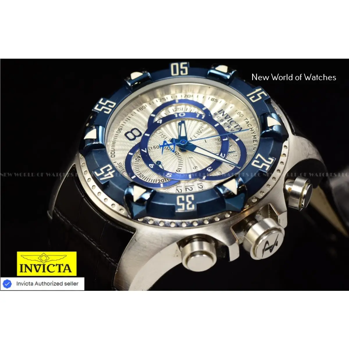 Invicta Men`s 52mm Reserve S1 Chronograph Dial SS Leather Strap Swiss Made Watch