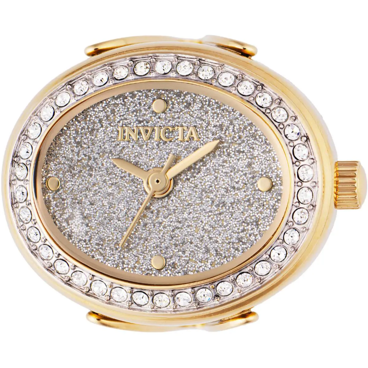 Invicta Women`s Mini Ring Watch Angel Silver Glitter Dial Yellow Gold Band 49599 - Dial: Silver, Band: Yellow