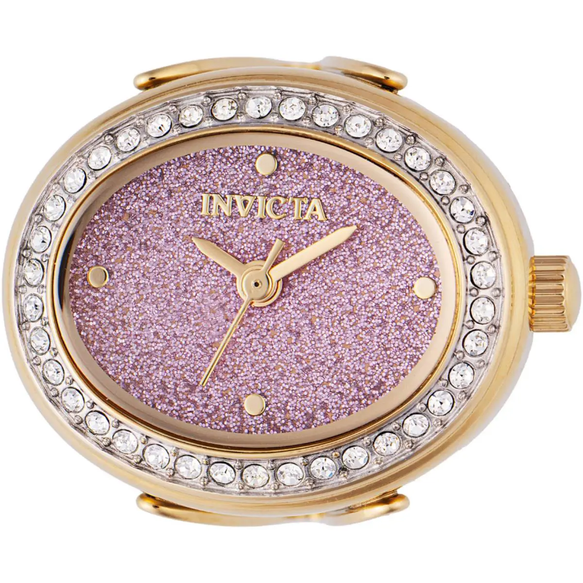 Invicta Women`s Mini Ring Watch Angel Pink Glitter Dial Yellow Gold Band 49600 - Dial: Pink, Band: Yellow