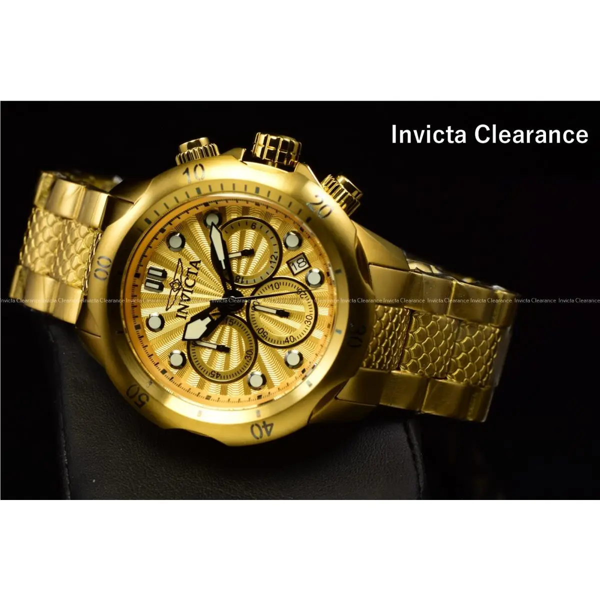 Invicta Men`s Venom Steelshed 46mm Chronograph Gold Dial Gold Tone SS Watch