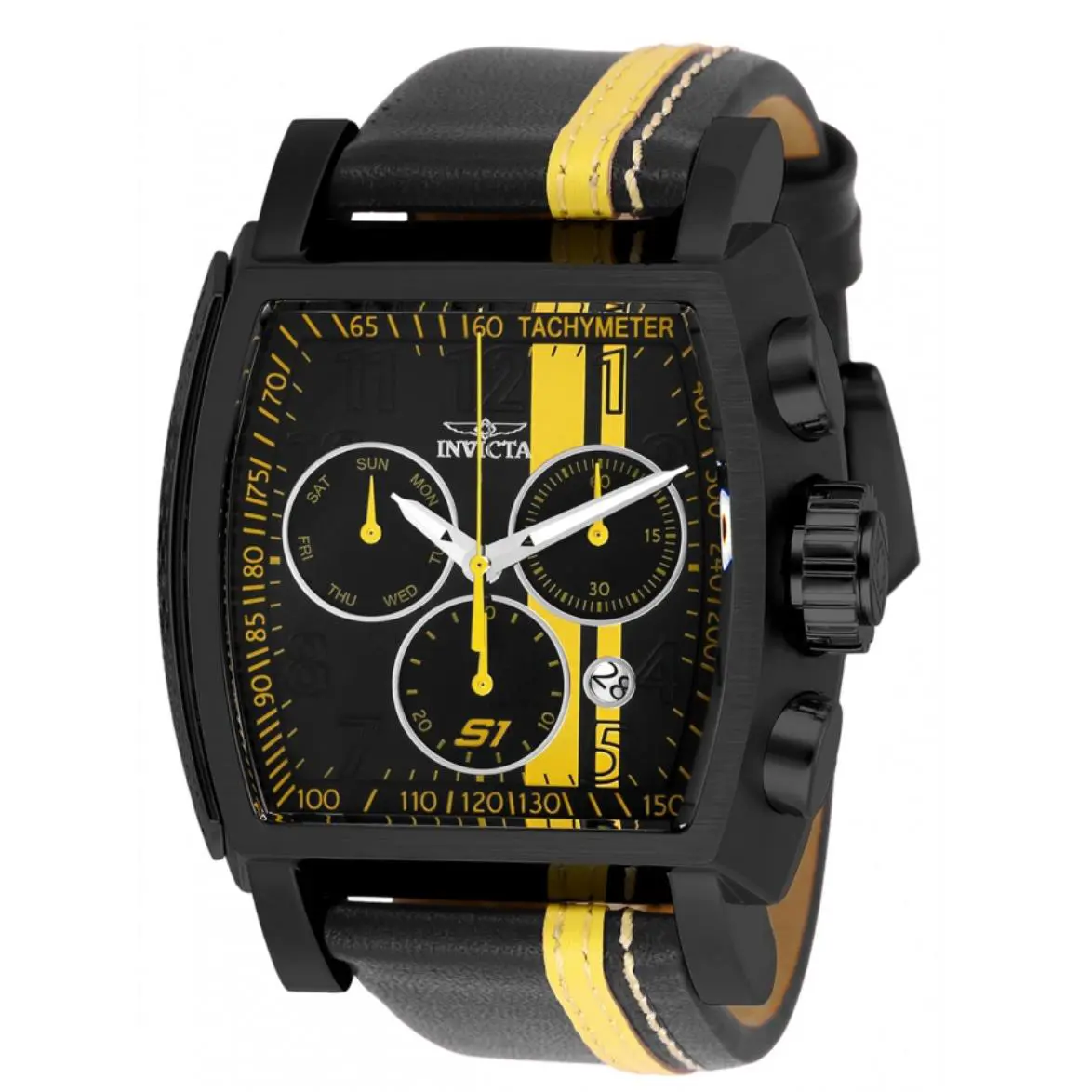 Invicta S1 Rally 26397 Men`s 48mm Swiss Chronograph Black Yellow Watch