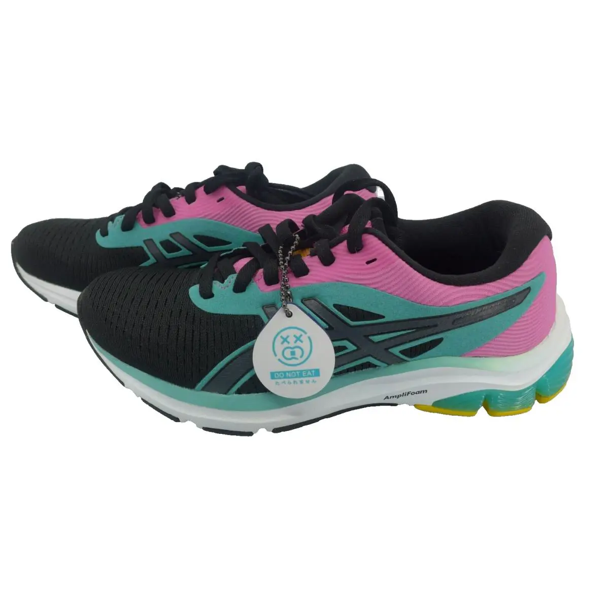 Asics Gel Pulse 12 Womens Black Blue Pink Athletic Shoes Size 5.5 - Black Blue Pink
