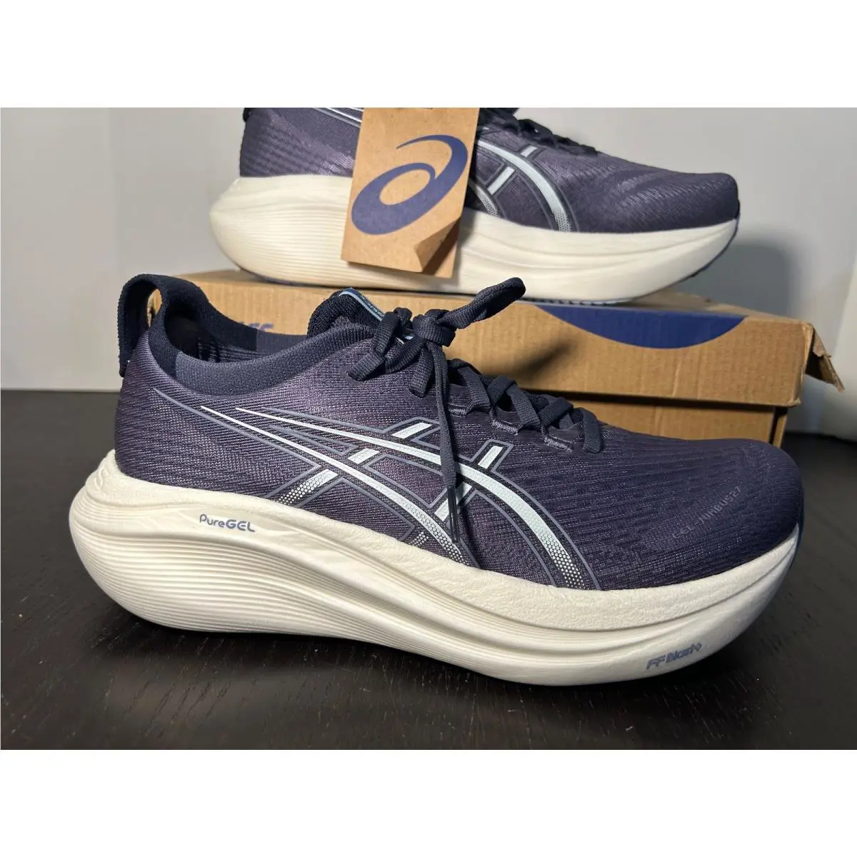 Asics Gel-nimbus 27 Running Shoes Sneakers Indigo Fog/cool Grey Womans 9