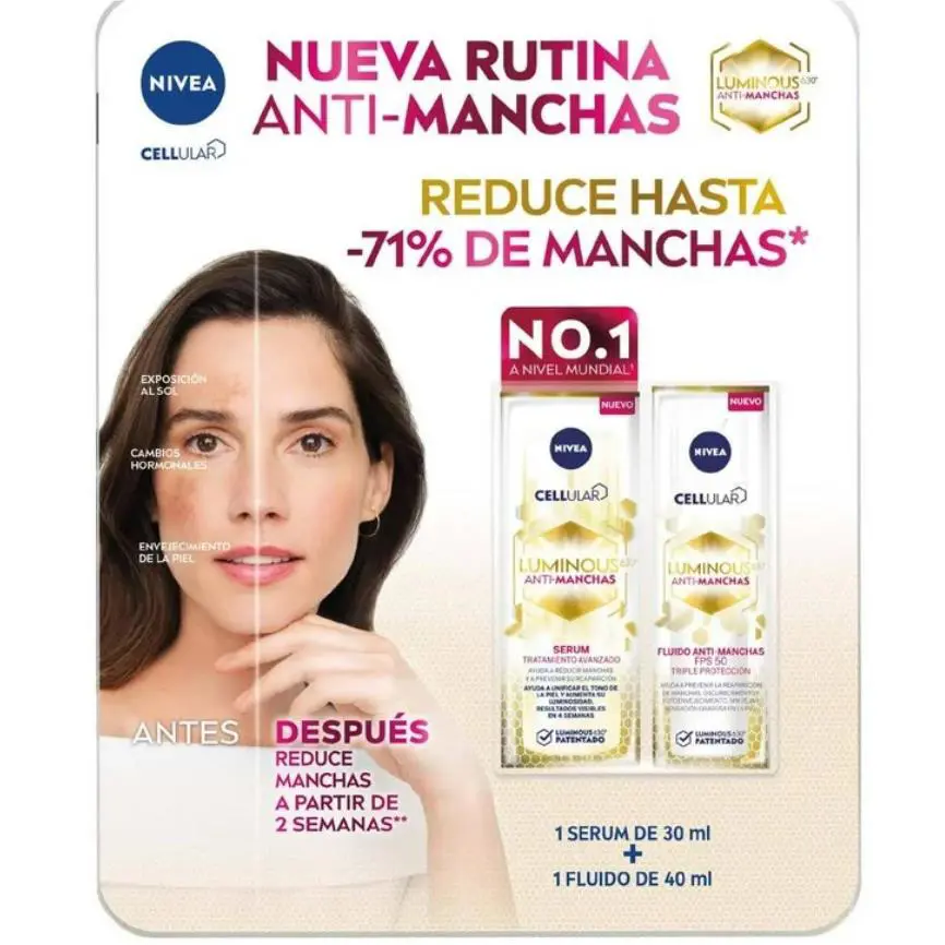 Set Anti-manchas Nivea Luminous630 Serum 30 ml + Fluido 40 ml