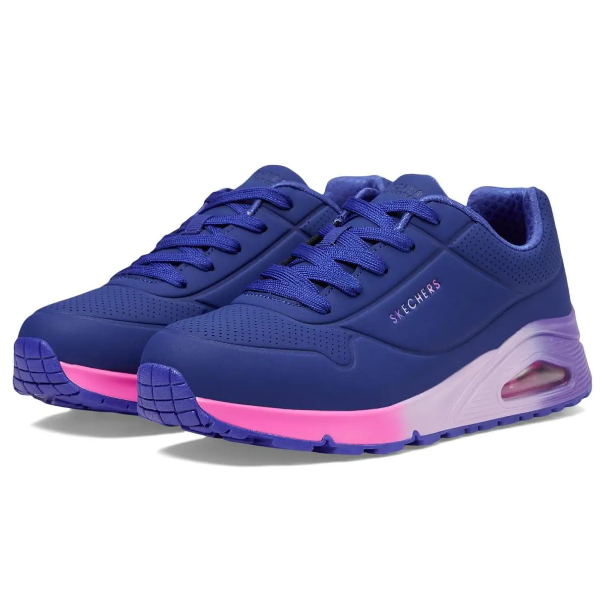 Girl`s Shoes Skechers Kids Uno Gen1 - Pop Of Ombre 310549L Little Kid/big Kid - Navy/Multi
