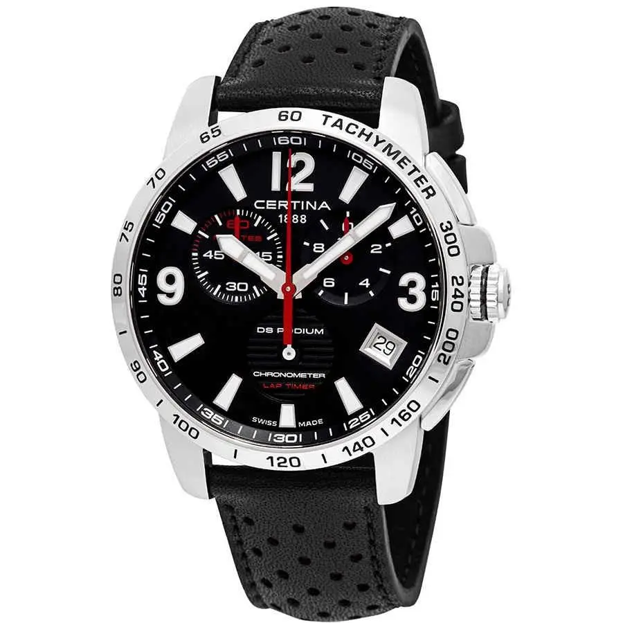 Certina DS Podium Chronograph Lap Timer Black Dial Men`s Watch