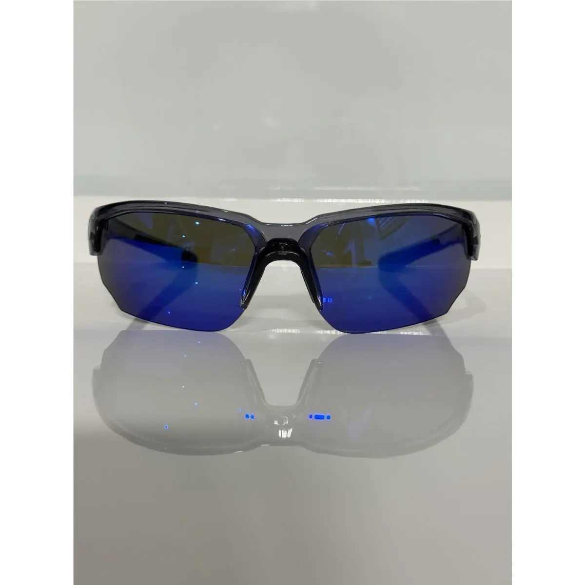 Under Armour 0012/S Blitzing KB7W1 Grey Wraparound Blue Mirror Sunglasses