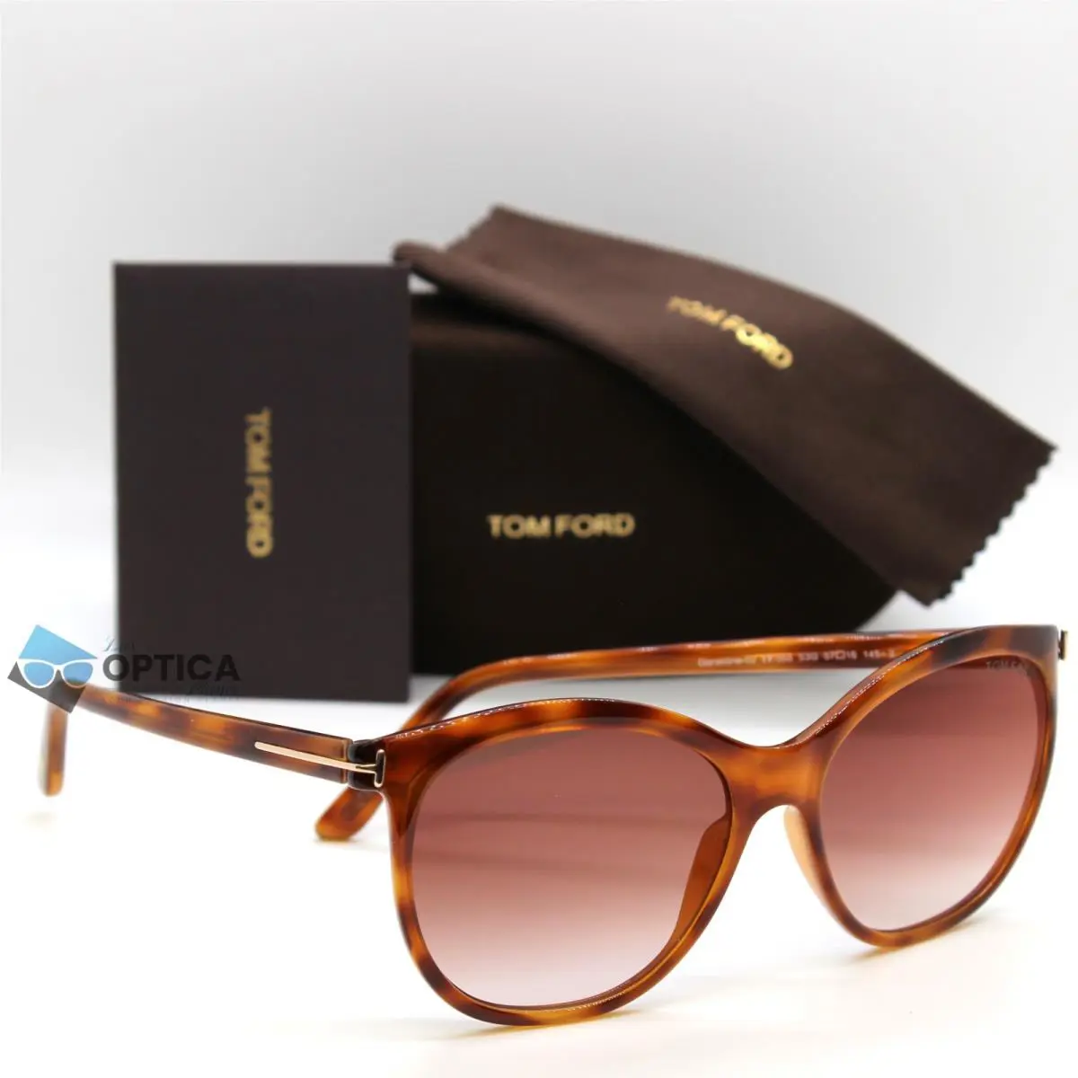 Tom Ford Geraldine-02 TF568 53G Tortoise Women Round Sunglasses 57mm