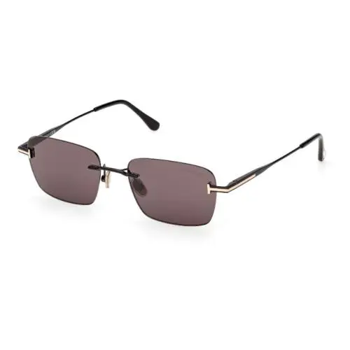 Tom Ford JAKE-02 1354 01A Shiny Black/smoke Rectangular Men`s Sunglasses - Frame: Shiny Black, Lens: Smoke