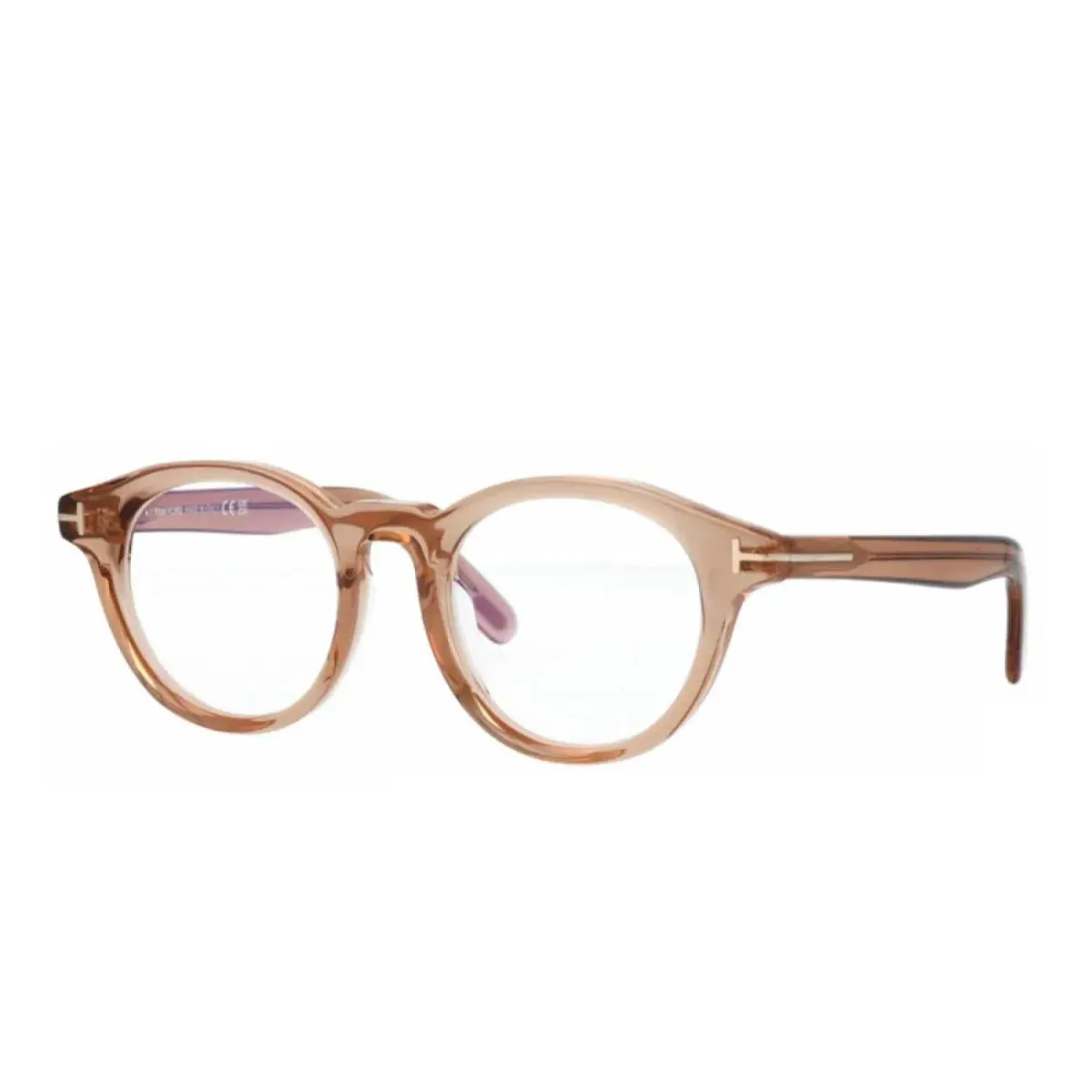 Tom Ford TF5931-D-B Shiny Light Brown Blue Block Lens Eyeglasses
