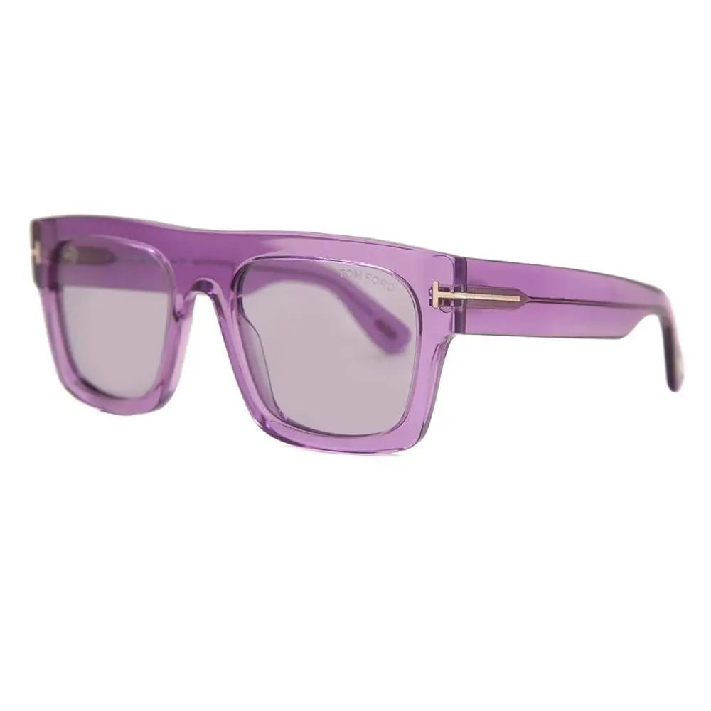 Tom Ford Unisex Fausto Square 53mm Sunglasses Transparent Voilet FT0711-81Y - Frame: Purple, Lens: Purple