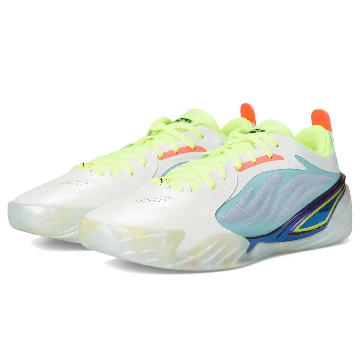 Man`s Sneakers Athletic Shoes Puma All-pro Nitro Elite Basketball Shoess - Light Aqua/Yellow Alert